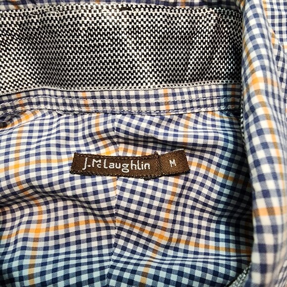 J. McLaughlin Men's Blue / Orange Multi Color Plaid Button Down Size M - Picture 6 of 14